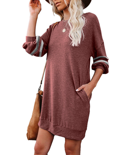 Randy Pocketed Long Sleeve Knit Dress Marsala FINAL