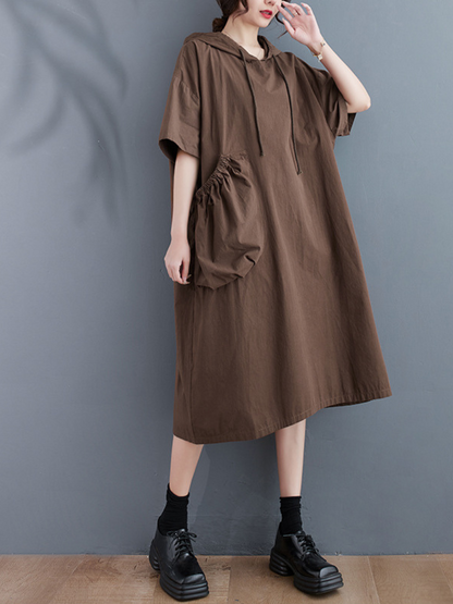 Just My Type Cotton Midi Length Hoodie Dress