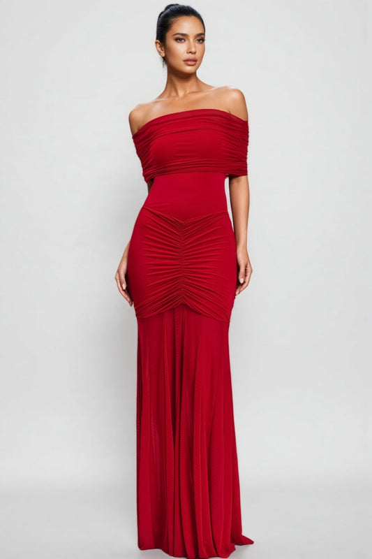 Silvia Strapless Mesh-Panelled Maxi Dress