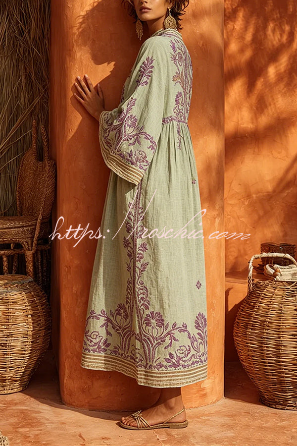 The Sage & Lavender Embroidered Kaftan