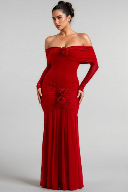 Mylesa Red 3D Floral Maxi Dress