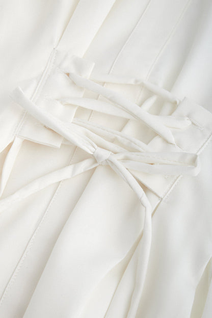 Adalie White Cinched Waist Shirt Dress