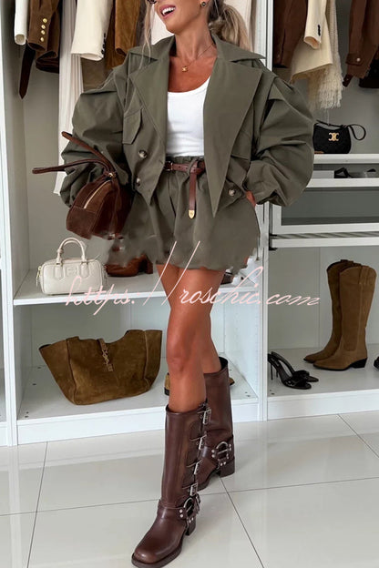 Fashion Style High Rise Elastic Waist Pocketed  Bloomer Shorts (Shipped Within 24 Hours)