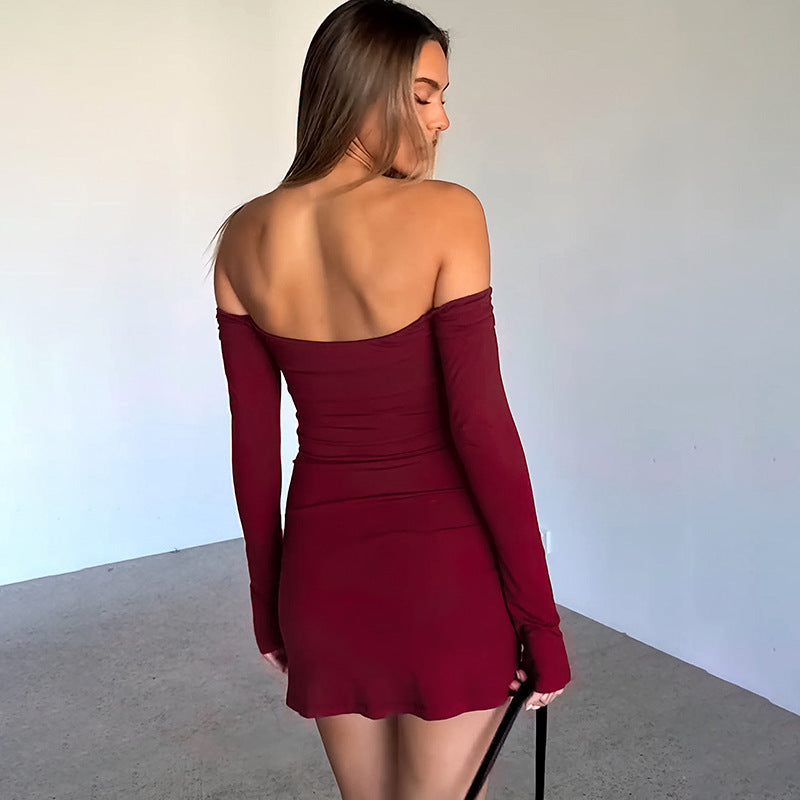 Crimson Kiss Mini Bodycon Dress Maroon