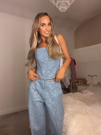 Glimmer Hour Strapless Pants Set