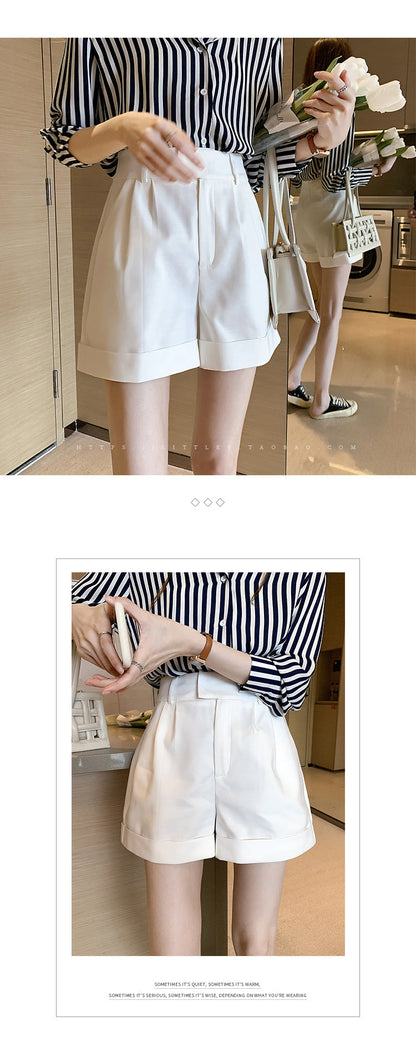 A-Line Seam-Detail White Shorts
