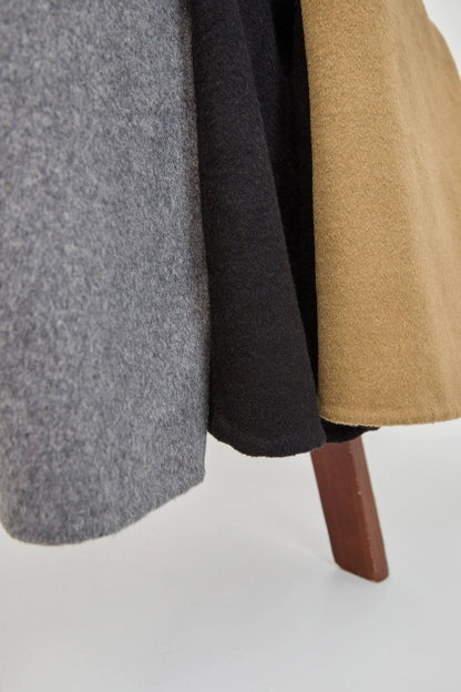 Black Premium Wool Double-Breasted Longline Coat