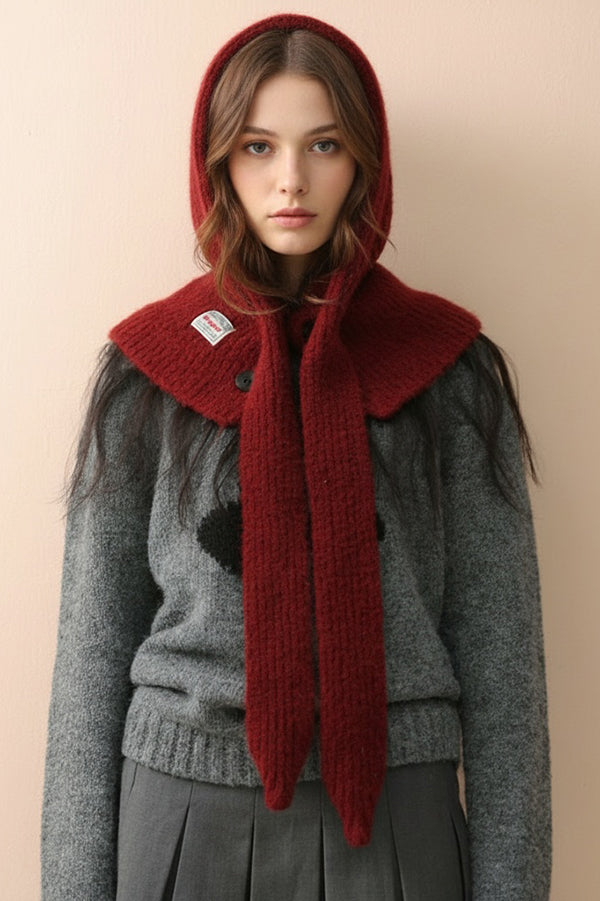 Stylish and Warm Knitted Hooded Scarf/neck Warmer (2-in-1)