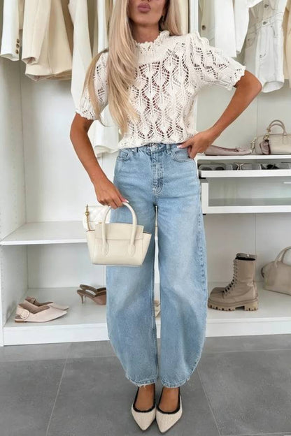 OPENWORK TOP WITH COTTON LISETTE CREAM