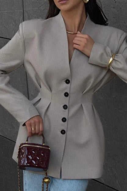 Elegant SingleButton Draped Blazer