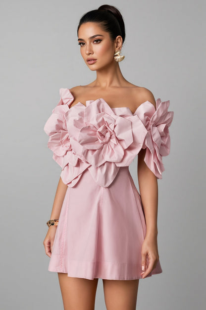 Huta Oversized Floral Applique Mini Dress