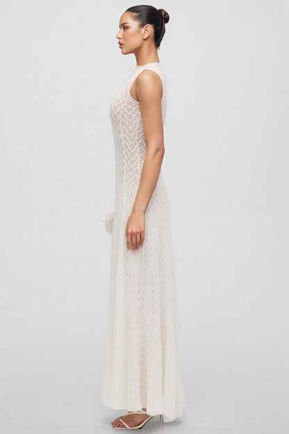 Lucas Solid Pointelle Sleeveless Maxi Dress