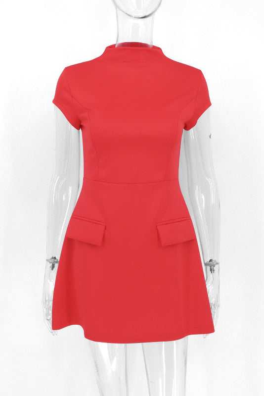 Yasmina Minimalist Mini Dress Red Chic Silhouette Collection
