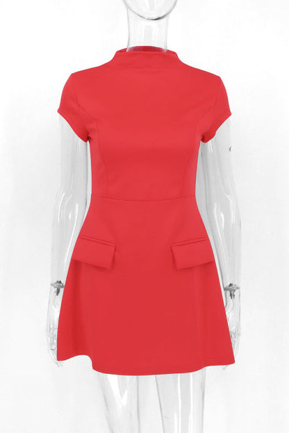 Yasmina Minimalist Mini Dress Red Chic Silhouette Collection