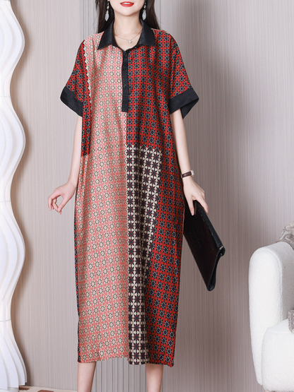 Wonderful Night Lapel Collar A-line Dress