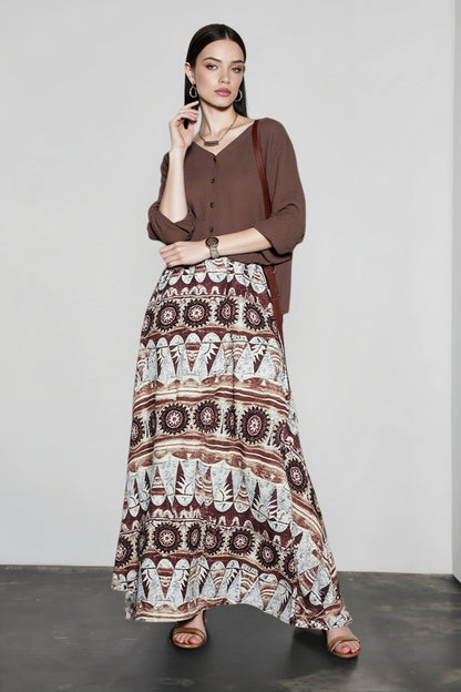 Boho Print Exotic Vacation Skirt