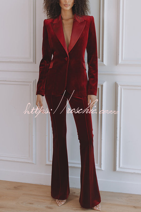 Delicate Daze Velvet High Rise Elastic Waist Flare Pants