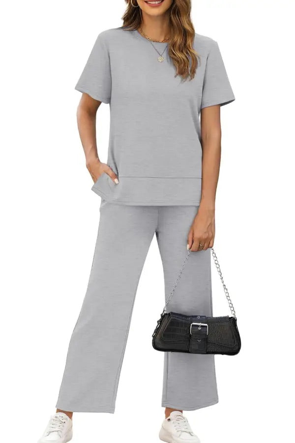 Women's Fashion Comfy Wide Leg 2 Piece Lounge Set