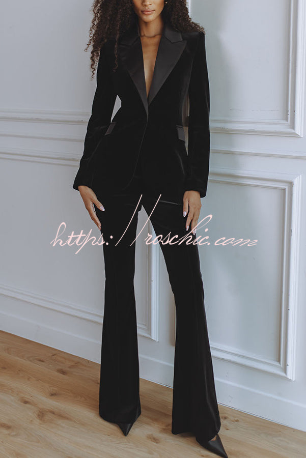 Delicate Daze Velvet High Rise Elastic Waist Flare Pants