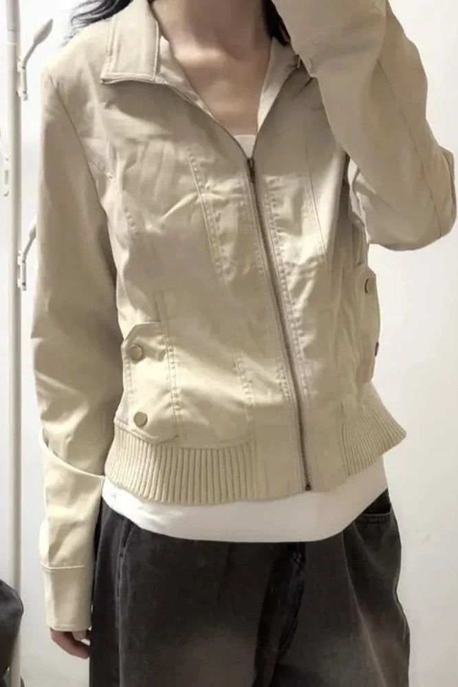 Casual Turn-Down Collar Short Jacket