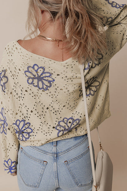 Casual Concept Crochet Knit Top