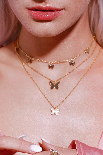 Growing Towards Glam Gold Butterfly Necklace