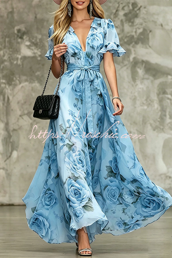 Romantic Ruffle Sleeve Flowy  Dress