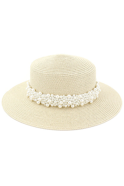 Pearl Embellished Beach Hat