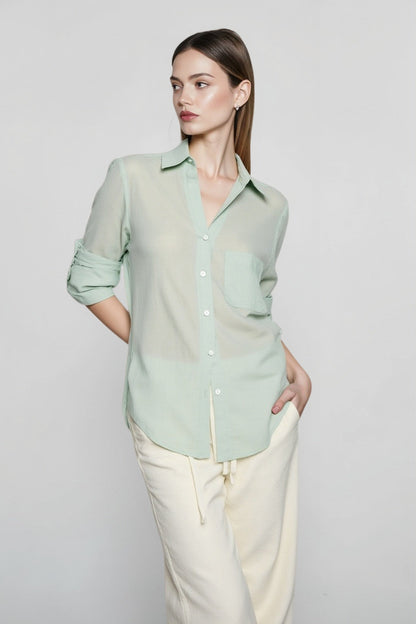 Linen V Neck Relaxed Blouse