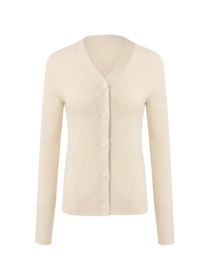 Beige Seamless Cashmere Cardigan