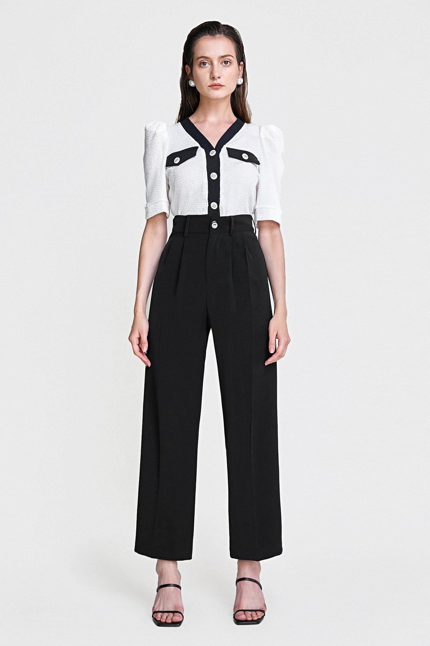 Black Straight Leg Suit Pants