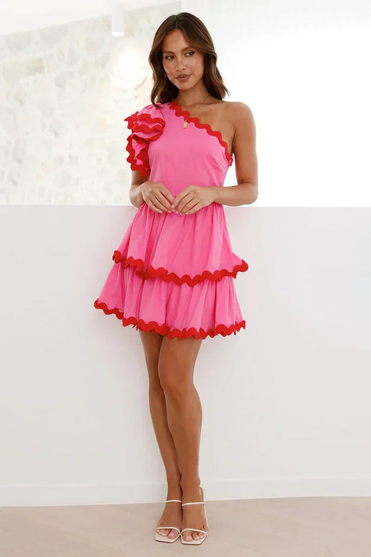 Zaira Chic Mini Dress Pink / Red Silhouette Collection