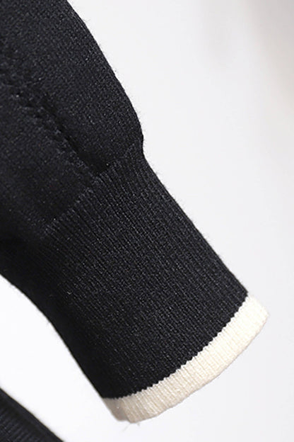 Black V Lace-Trim Cardigan