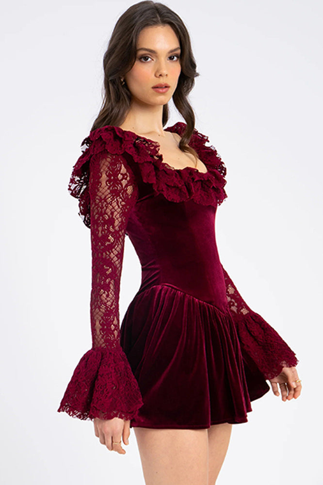 Velvet Bell Sleeve Bodycon Dress