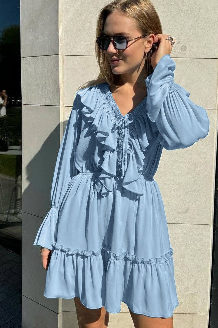 Amelia Breeze Ruffle Long Sleeve Mini Dress