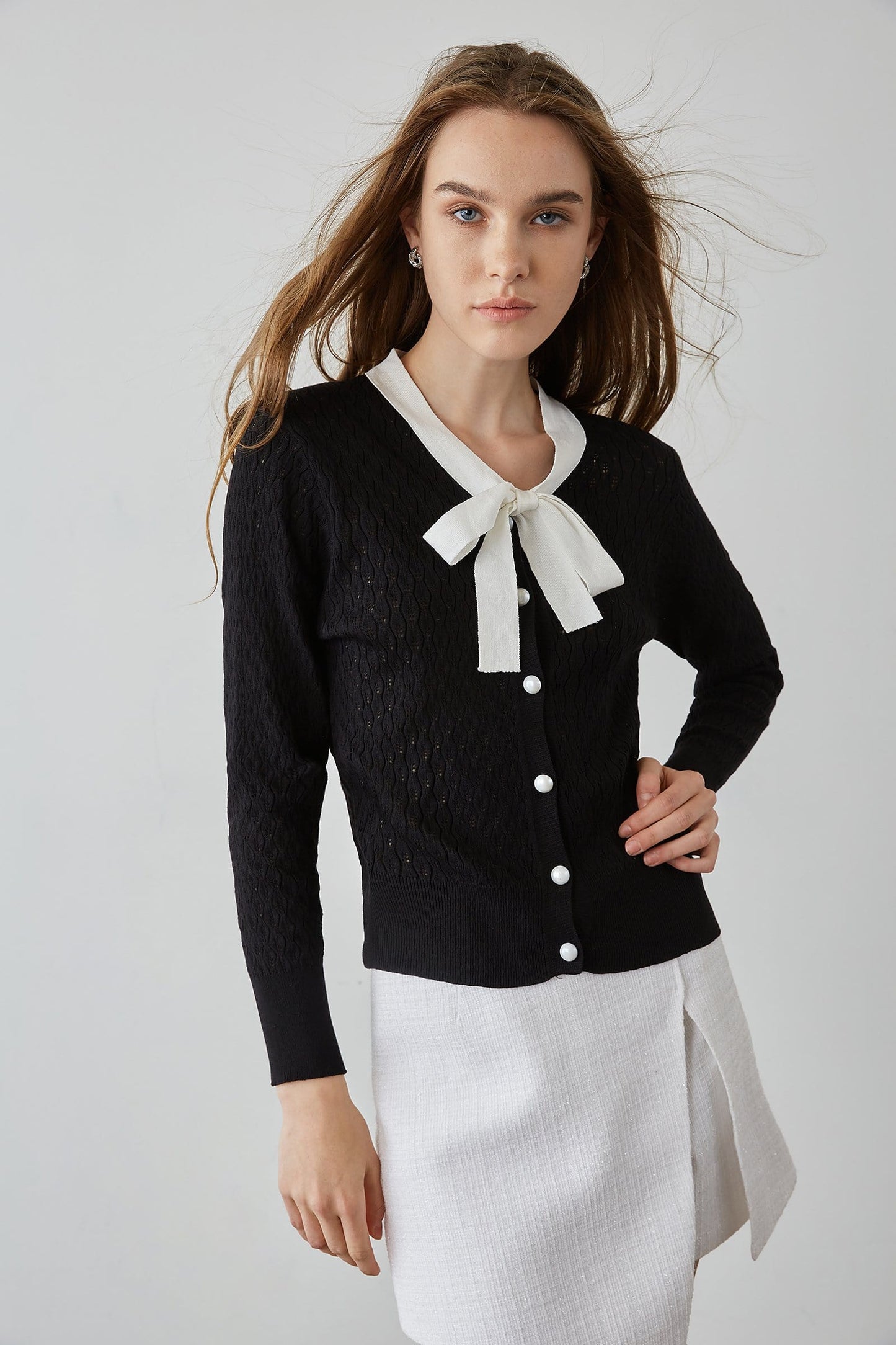 Ashtyn Black Contrast Cardigan