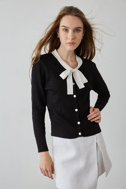 Ashtyn Black Contrast Cardigan