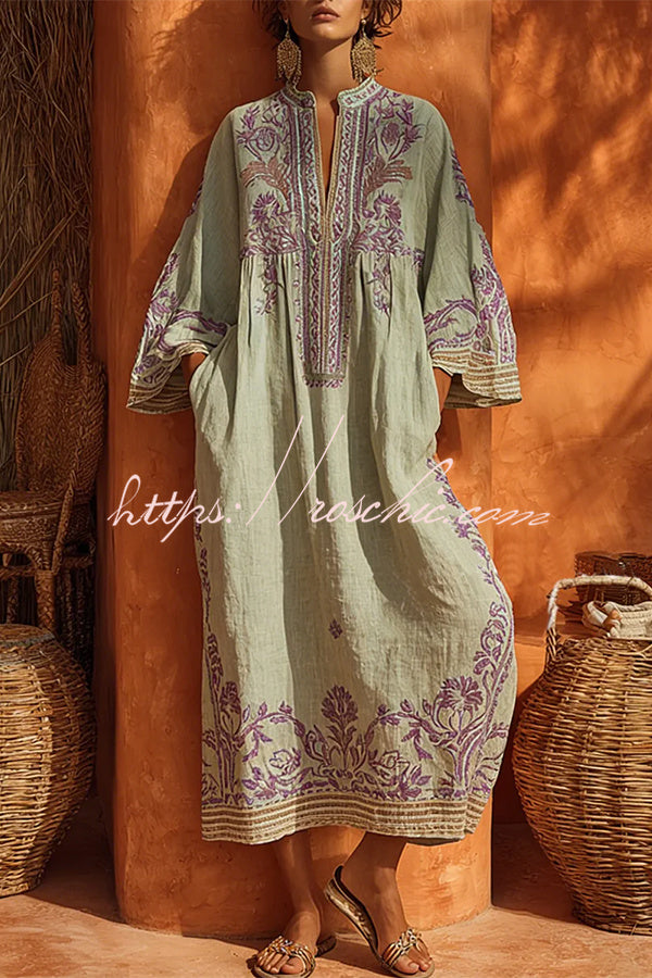 The Sage & Lavender Embroidered Kaftan