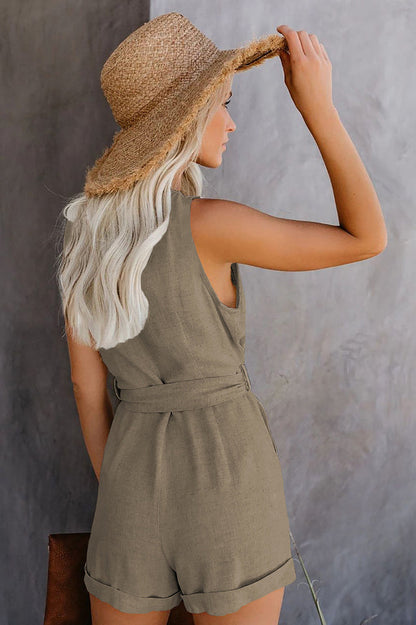 Front Tie Knot Solid Romper