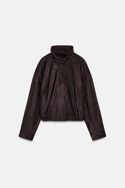 FAUX SUEDE BOMBER JACKET