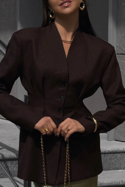 Elegant SingleButton Draped Blazer