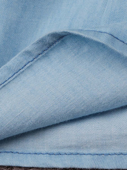 Button Ruffle Denim Dress