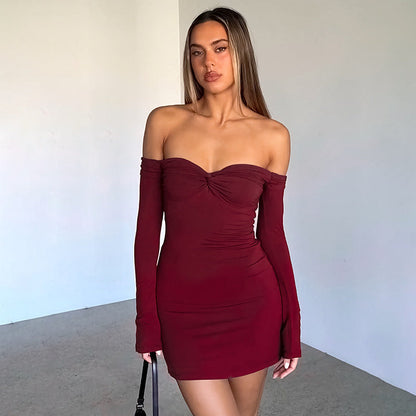 Crimson Kiss Mini Bodycon Dress Maroon