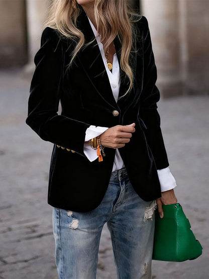 Velvet Single Breasted Blazer
