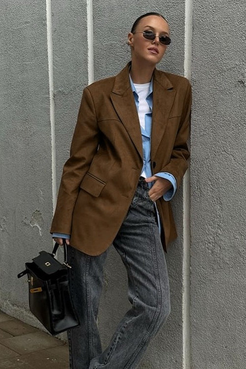 Suede Leather Vintage Brown Blazer