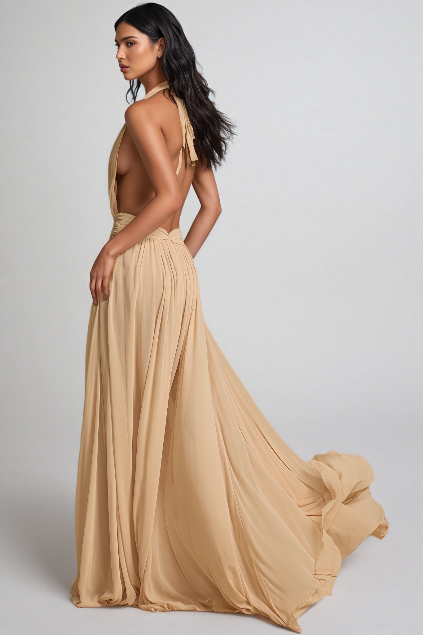 Zandok Sleeveless Backless Slit Maxi Dress