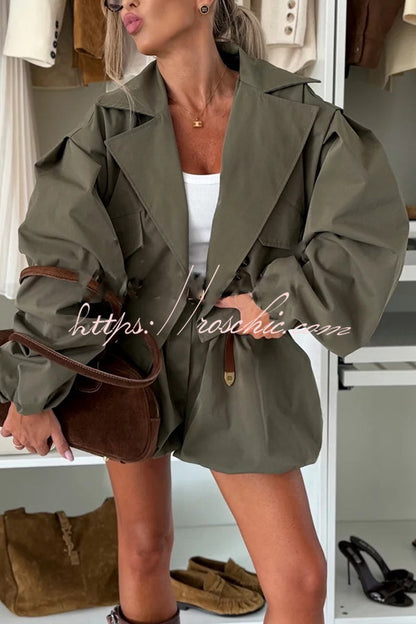 Fashion Style High Rise Elastic Waist Pocketed  Bloomer Shorts (Shipped Within 24 Hours)