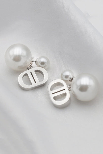 Vintage Double D Shape Pearl Earrings