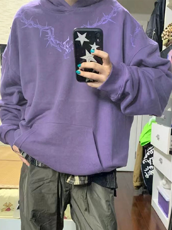 Street Thorn Print  Oversized Hoodie
