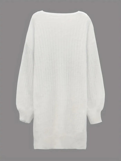 Jesabel Boutique Solid Color Rib Knit Dress Elevated Occasion Wear